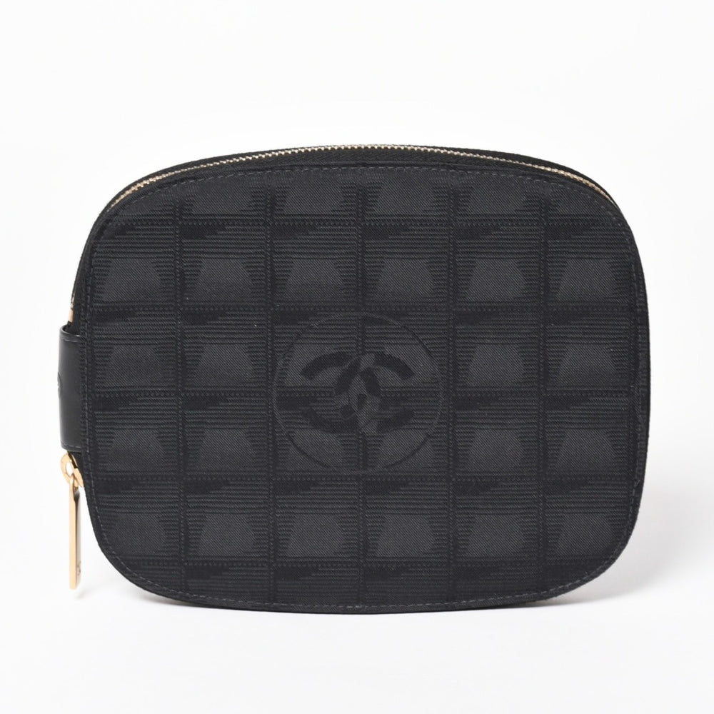 CHANEL New Travel Line Multi Pouch CD Case Accessory Case Black Coco Mark Nylon Jacquard Fabric Gold Hardware Good Condition Used 4a003890