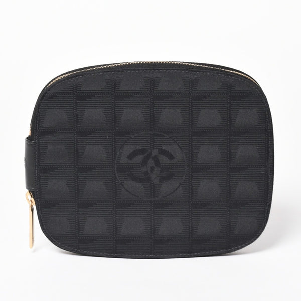 CHANEL New Travel Line Multi Pouch CD Case Accessory Case Black Coco Mark Nylon Jacquard Fabric Gold Hardware Good Condition Used 4a003890