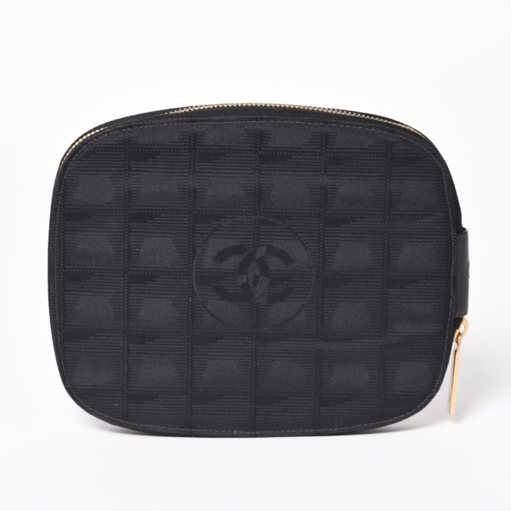 CHANEL New Travel Line Multi Pouch CD Case Accessory Case Black Coco Mark Nylon Jacquard Fabric Gold Hardware Good Condition Used 4a003890