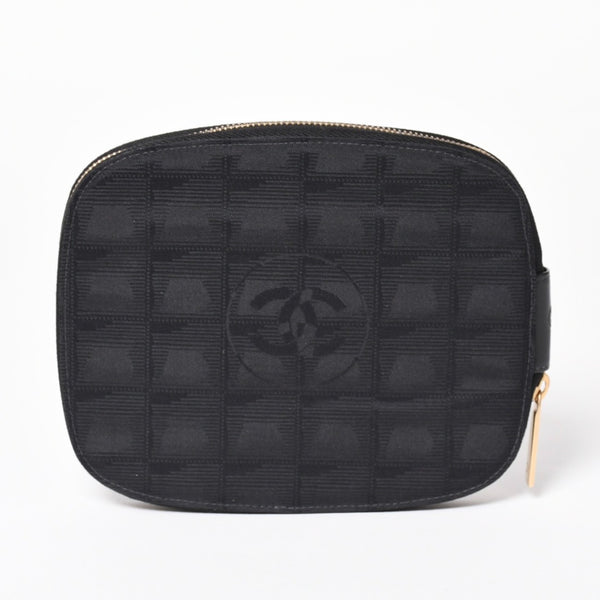 CHANEL New Travel Line Multi Pouch CD Case Accessory Case Black Coco Mark Nylon Jacquard Fabric Gold Hardware Good Condition Used 4a003890