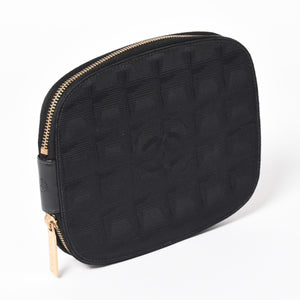 CHANEL New Travel Line Multi Pouch CD Case Accessory Case Black Coco Mark Nylon Jacquard Fabric Gold Hardware Good Condition Used 4a003890