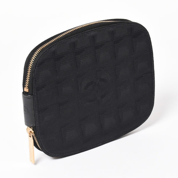 CHANEL New Travel Line Multi Pouch CD Case Accessory Case Black Coco Mark Nylon Jacquard Fabric Gold Hardware Good Condition Used 4a003890