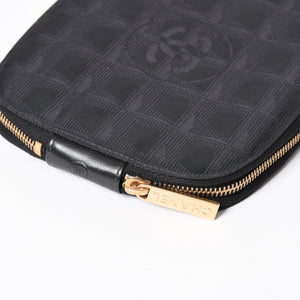 CHANEL New Travel Line Multi Pouch CD Case Accessory Case Black Coco Mark Nylon Jacquard Fabric Gold Hardware Good Condition Used 4a003890