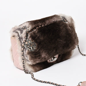 CHANEL シャネル 15AW マトラッセ Sフラップ Wチェーンショルダーバッグ A93054 21番台 ココマーク オリラグファー 美品 中古 4a004243