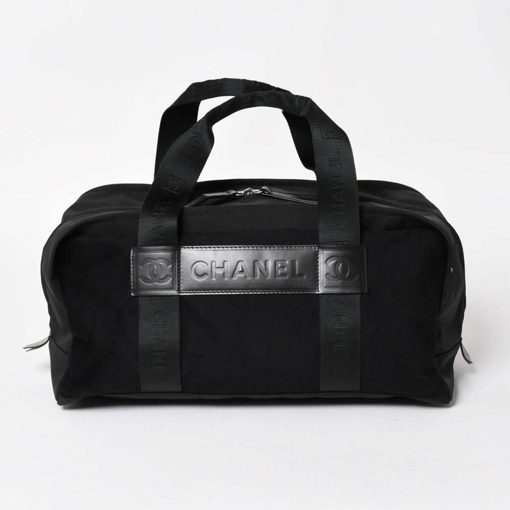 Like new CHANEL CHANEL Sportsline Handbag No. 9 Coco Mark Wool Nylon Leather Navy Black Used 4a004383