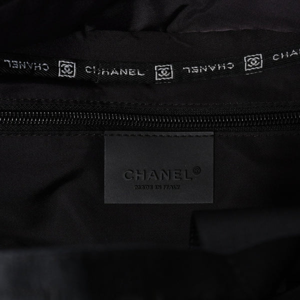 新品同様 CHANEL シャネル スポーツライン ハンドバッグ 9番台 ココマーク ウール ナイロン レザー ネイビー ブラック 中古 4a004383