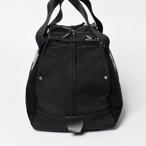 新品同様 CHANEL シャネル スポーツライン ハンドバッグ 9番台 ココマーク ウール ナイロン レザー ネイビー ブラック 中古 4a004383