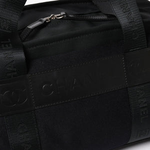 新品同様 CHANEL シャネル スポーツライン ハンドバッグ 9番台 ココマーク ウール ナイロン レザー ネイビー ブラック 中古 4a004383