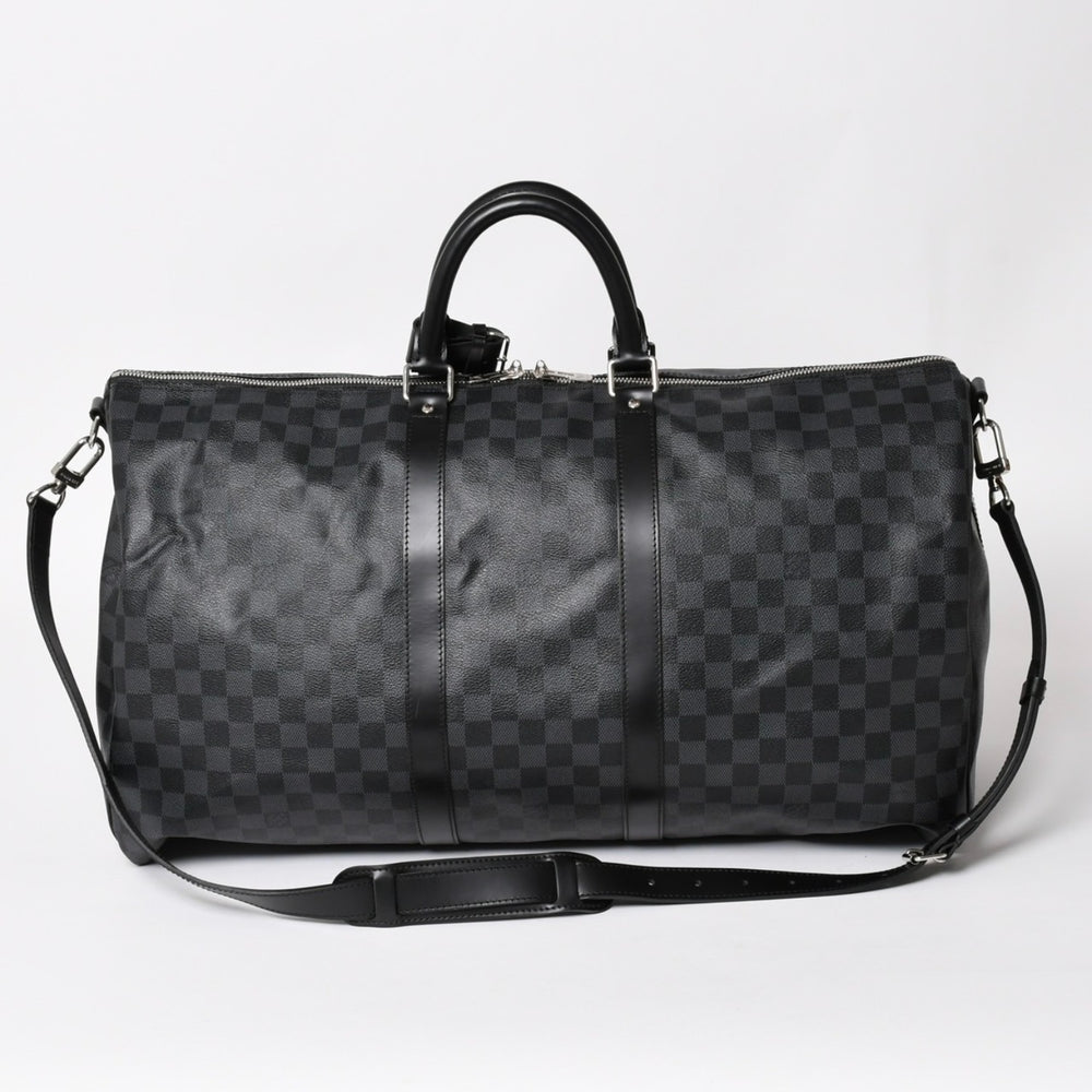 極美品 ルイヴィトン LOUIS VUITTON キーポル バンドリエール 55 ボストンバッグ ダミエ グラフィット ブラック N41413 中古 4a004350