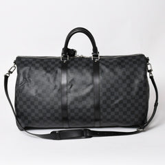 Very Good LOUIS VUITTON Keepall Bandouliere 55 Boston Bag Damier Graphite Black N41413 Used 4a004350