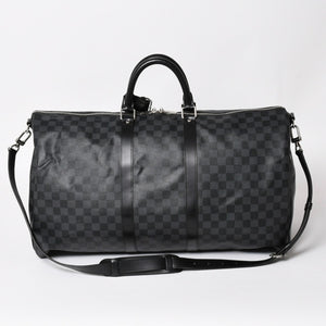 Very Good LOUIS VUITTON Keepall Bandouliere 55 Boston Bag Damier Graphite Black N41413 Used 4a004350
