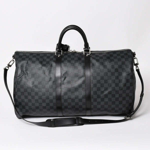 Very Good LOUIS VUITTON Keepall Bandouliere 55 Boston Bag Damier Graphite Black N41413 Used 4a004350