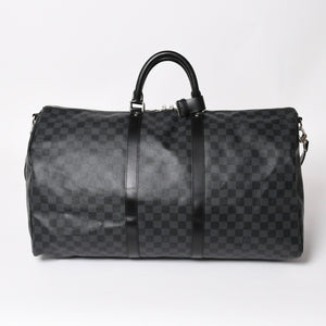 Very Good LOUIS VUITTON Keepall Bandouliere 55 Boston Bag Damier Graphite Black N41413 Used 4a004350