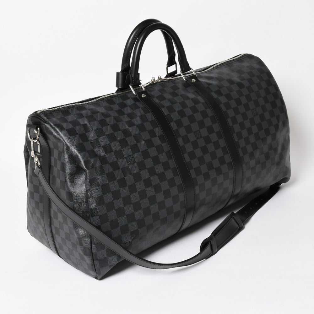 極美品 ルイヴィトン LOUIS VUITTON キーポル バンドリエール 55 ボストンバッグ ダミエ グラフィット ブラック N41413 中古 4a004350