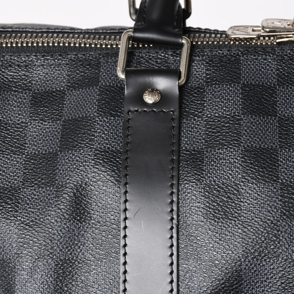 Very Good LOUIS VUITTON Keepall Bandouliere 55 Boston Bag Damier Graphite Black N41413 Used 4a004350