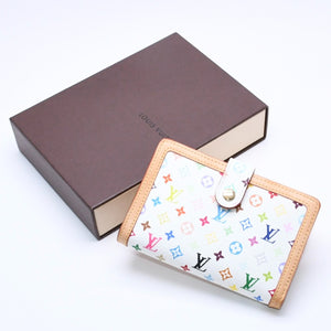 Very Good Condition LOUIS VUITTON Portefeuille Viennois Bifold Wallet M92987 Monogram Multicolor White Takashi Murakami Used 4a004393