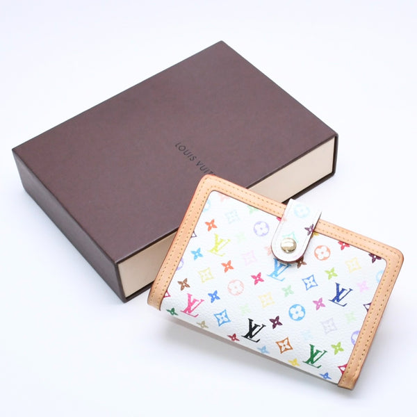Very Good Condition LOUIS VUITTON Portefeuille Viennois Bifold Wallet M92987 Monogram Multicolor White Takashi Murakami Used 4a004393