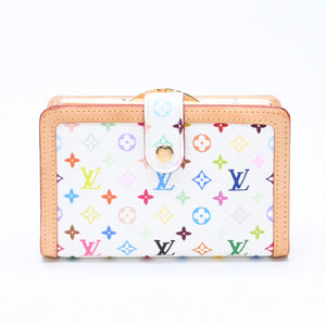 Very Good Condition LOUIS VUITTON Portefeuille Viennois Bifold Wallet M92987 Monogram Multicolor White Takashi Murakami Used 4a004393
