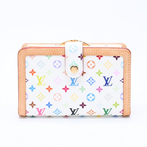 Very Good Condition LOUIS VUITTON Portefeuille Viennois Bifold Wallet M92987 Monogram Multicolor White Takashi Murakami Used 4a004393
