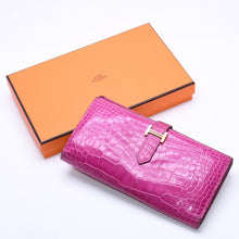 Load image into Gallery viewer, HERMES エルメス 長財布 べアンスフレ ◻︎Q刻印 ローズパープル ゴールド金具 ローズシェヘラザード 美品 中古 4a004381