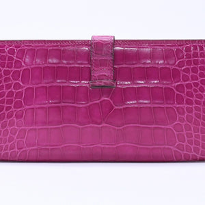 HERMES Hermes Long Wallet Bearn Soufflé ◻Q stamp, Rose Purple, Gold hardware, Rose Scheherazade, Excellent condition, Used, 4a004381
