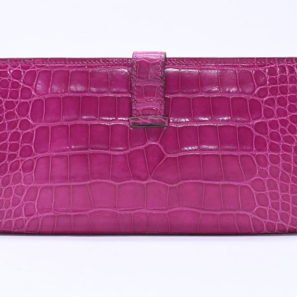 HERMES Hermes Long Wallet Bearn Soufflé ◻Q stamp, Rose Purple, Gold hardware, Rose Scheherazade, Excellent condition, Used, 4a004381