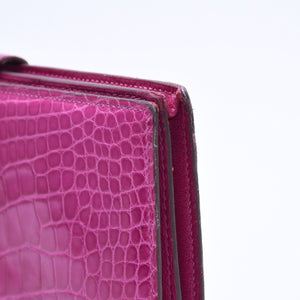 HERMES Hermes Long Wallet Bearn Soufflé ◻Q stamp, Rose Purple, Gold hardware, Rose Scheherazade, Excellent condition, Used, 4a004381