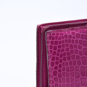 HERMES Hermes Long Wallet Bearn Soufflé ◻Q stamp, Rose Purple, Gold hardware, Rose Scheherazade, Excellent condition, Used, 4a004381