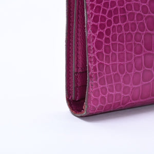 HERMES Hermes Long Wallet Bearn Soufflé ◻Q stamp, Rose Purple, Gold hardware, Rose Scheherazade, Excellent condition, Used, 4a004381