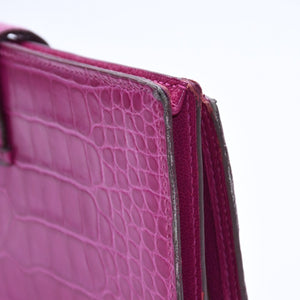 HERMES Hermes Long Wallet Bearn Soufflé ◻Q stamp, Rose Purple, Gold hardware, Rose Scheherazade, Excellent condition, Used, 4a004381