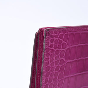 HERMES Hermes Long Wallet Bearn Soufflé ◻Q stamp, Rose Purple, Gold hardware, Rose Scheherazade, Excellent condition, Used, 4a004381