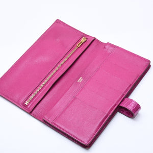 HERMES Hermes Long Wallet Bearn Soufflé ◻Q stamp, Rose Purple, Gold hardware, Rose Scheherazade, Excellent condition, Used, 4a004381