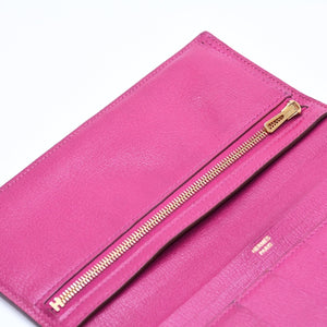 HERMES Hermes Long Wallet Bearn Soufflé ◻Q stamp, Rose Purple, Gold hardware, Rose Scheherazade, Excellent condition, Used, 4a004381