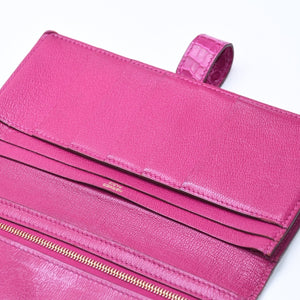 HERMES Hermes Long Wallet Bearn Soufflé ◻Q stamp, Rose Purple, Gold hardware, Rose Scheherazade, Excellent condition, Used, 4a004381