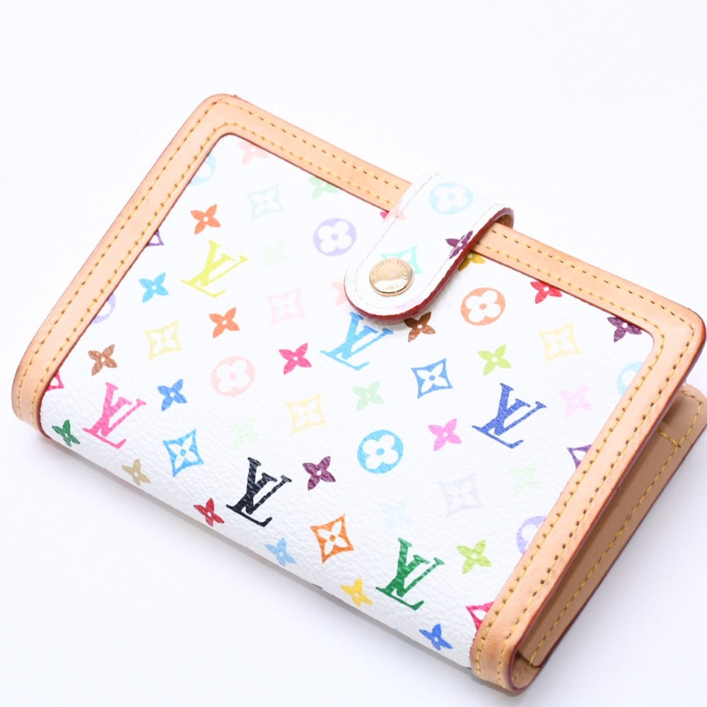 極美品 LOUIS VUITTON ルイヴィトン ポルトフォイユ ヴィエノワ 二つ折り財布 M92987 モノグラム マルチカラー ホワイト 村上隆 中古 4a004393