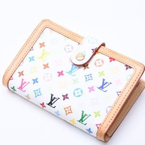Very Good Condition LOUIS VUITTON Portefeuille Viennois Bifold Wallet M92987 Monogram Multicolor White Takashi Murakami Used 4a004393