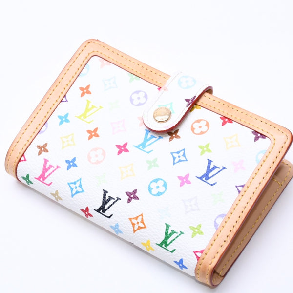 Very Good Condition LOUIS VUITTON Portefeuille Viennois Bifold Wallet M92987 Monogram Multicolor White Takashi Murakami Used 4a004393