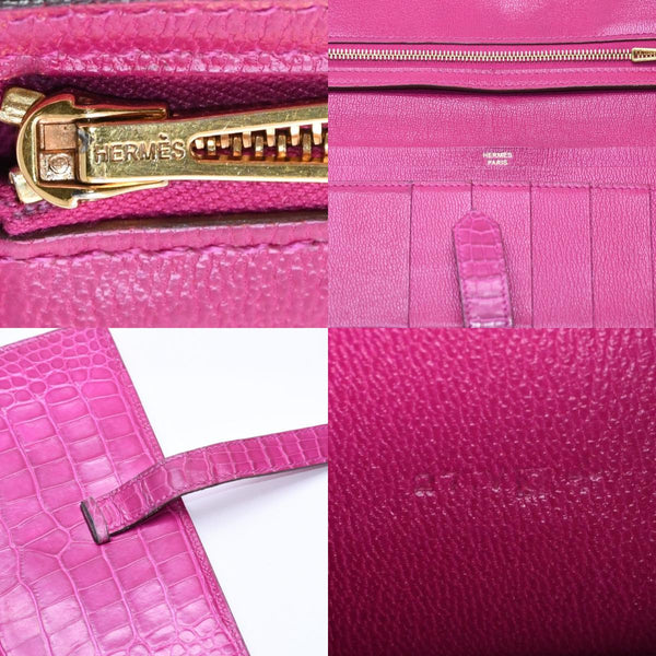 HERMES Hermes Long Wallet Bearn Soufflé ◻Q stamp, Rose Purple, Gold hardware, Rose Scheherazade, Excellent condition, Used, 4a004381