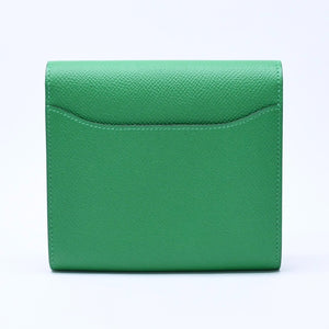 Like new condition HERMES bi-fold wallet, silver hardware, Veau Epsom leather, green. ◻R stamp, used, 4a004395