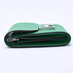 Like new condition HERMES bi-fold wallet, silver hardware, Veau Epsom leather, green. ◻R stamp, used, 4a004395