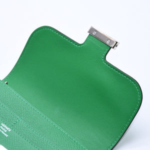Like new condition HERMES bi-fold wallet, silver hardware, Veau Epsom leather, green. ◻R stamp, used, 4a004395