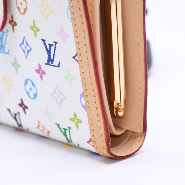 Very Good Condition LOUIS VUITTON Portefeuille Viennois Bifold Wallet M92987 Monogram Multicolor White Takashi Murakami Used 4a004393