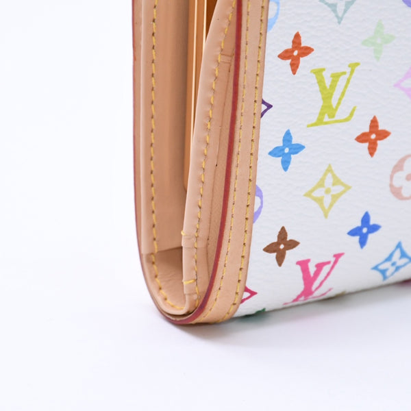 Very Good Condition LOUIS VUITTON Portefeuille Viennois Bifold Wallet M92987 Monogram Multicolor White Takashi Murakami Used 4a004393