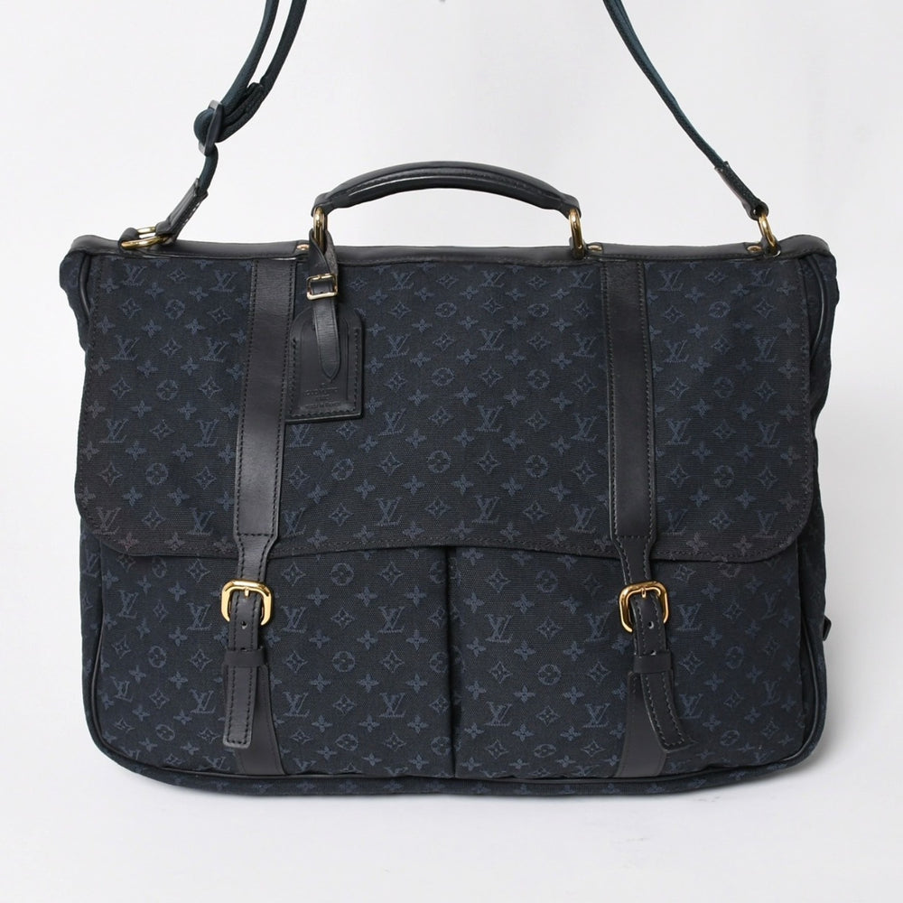 LOUISVUITTON ルイヴィトン ドュニーズ モノグラムミニ M42311 ショルダーバッグ ネイビー ゴールド金具 美品 中古 4a004388