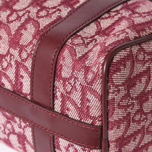 Christian Dior Trotter Mini Boston Bag Jacquard Canvas Leather Bordeaux Gold Hardware Good Condition Used 4a004397
