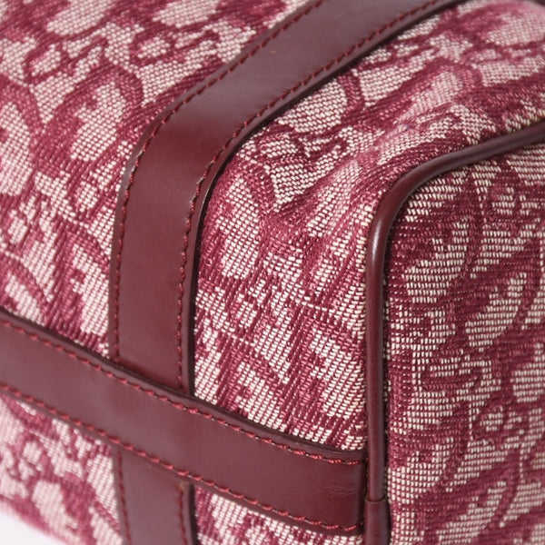 Christian Dior Trotter Mini Boston Bag Jacquard Canvas Leather Bordeaux Gold Hardware Good Condition Used 4a004397