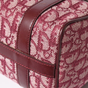 Christian Dior Trotter Mini Boston Bag Jacquard Canvas Leather Bordeaux Gold Hardware Good Condition Used 4a004397
