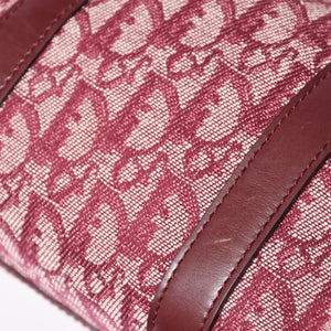 Christian Dior Trotter Mini Boston Bag Jacquard Canvas Leather Bordeaux Gold Hardware Good Condition Used 4a004397