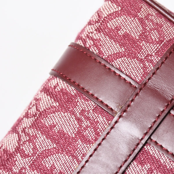 Christian Dior Trotter Mini Boston Bag Jacquard Canvas Leather Bordeaux Gold Hardware Good Condition Used 4a004397