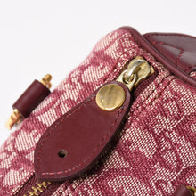 Load image into Gallery viewer, Christian Dior クリスチャンディオール トロッターミニボストンバッグ ジャガードキャンバス レザー ボルドー ゴールド金具 美品 中古 4a004397